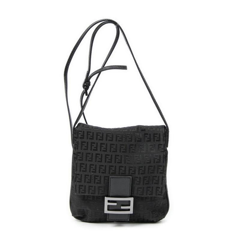 Fendi Small Flap Crossbody Black Zucchino Canvas