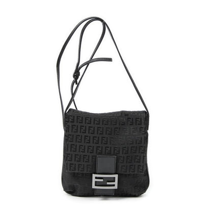 Fendi Small Flap Crossbody Black Zucchino Canvas