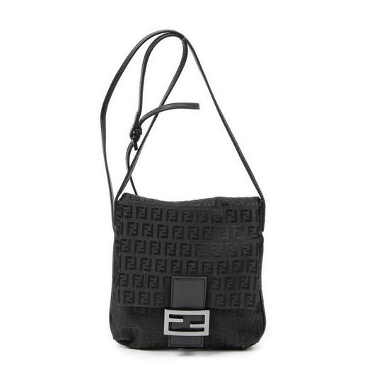 Fendi Small Flap Crossbody Black Zucchino Canvas
