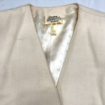 Hermes Jacket Silk Set Skirt Top and Bottom Set Suit Beige