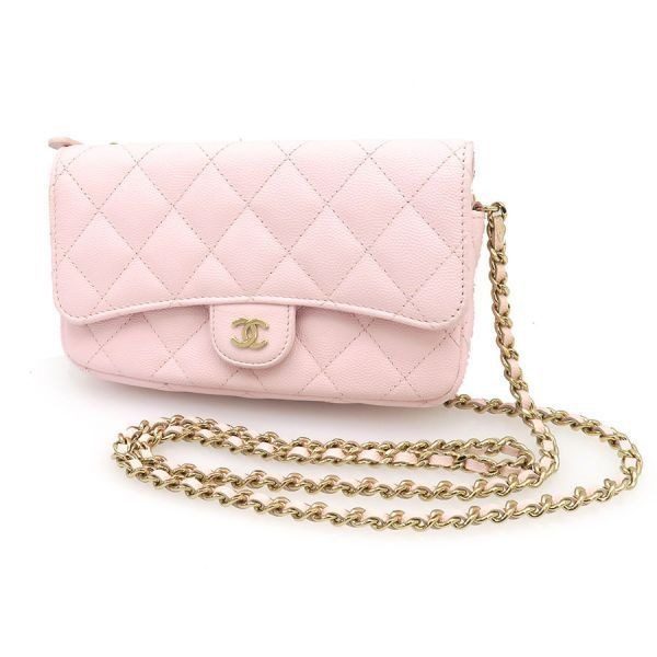 Chanel Quilted Caviar Chain Wallet