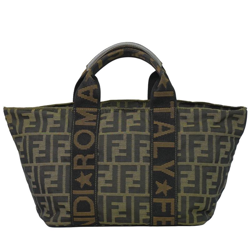 Authentic Fendi Zucca Tote Handbag Canvas Brown 26525 Zucca Bag Pre-owned
