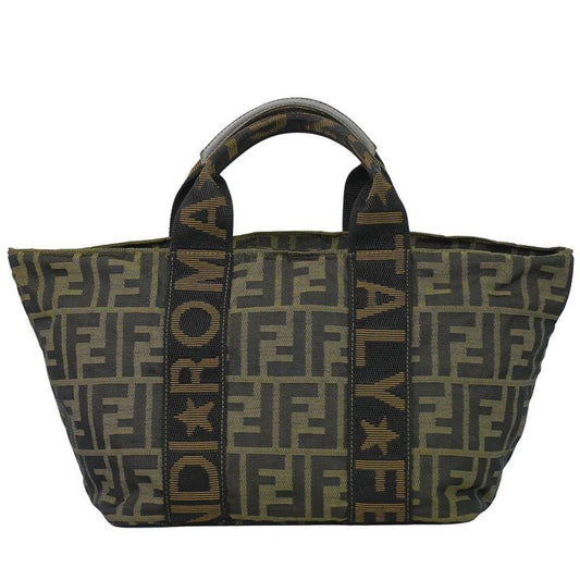 Authentic Fendi Zucca Tote Handbag Canvas Brown 26525 Zucca Bag Pre-owned