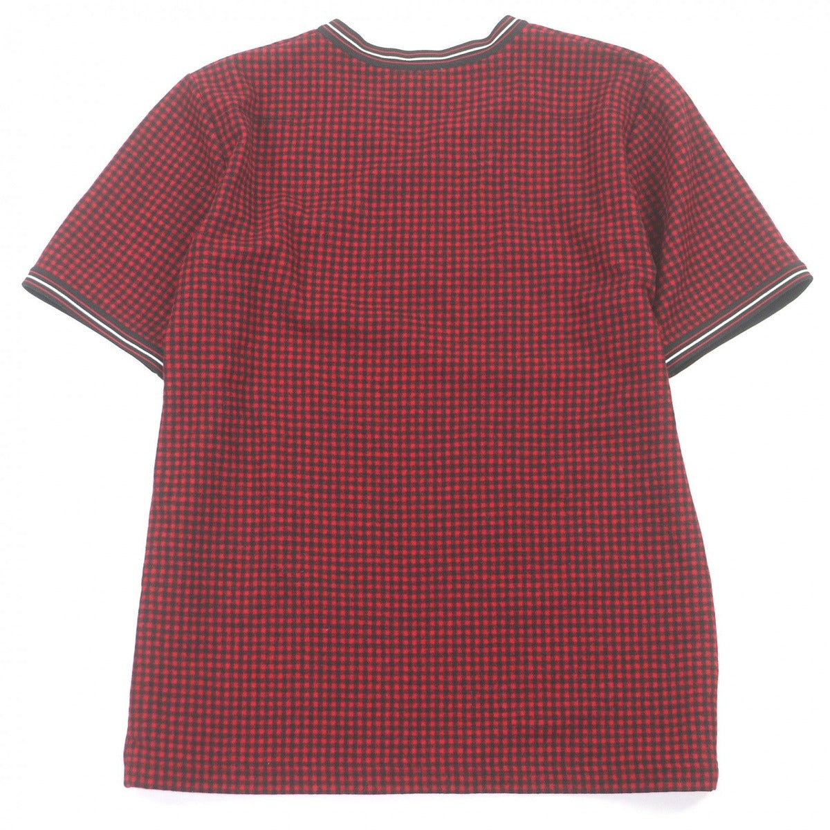 Dior Homme 100% Wool Gingham Check V-neck Short Sleeve T-Shirt — view 3