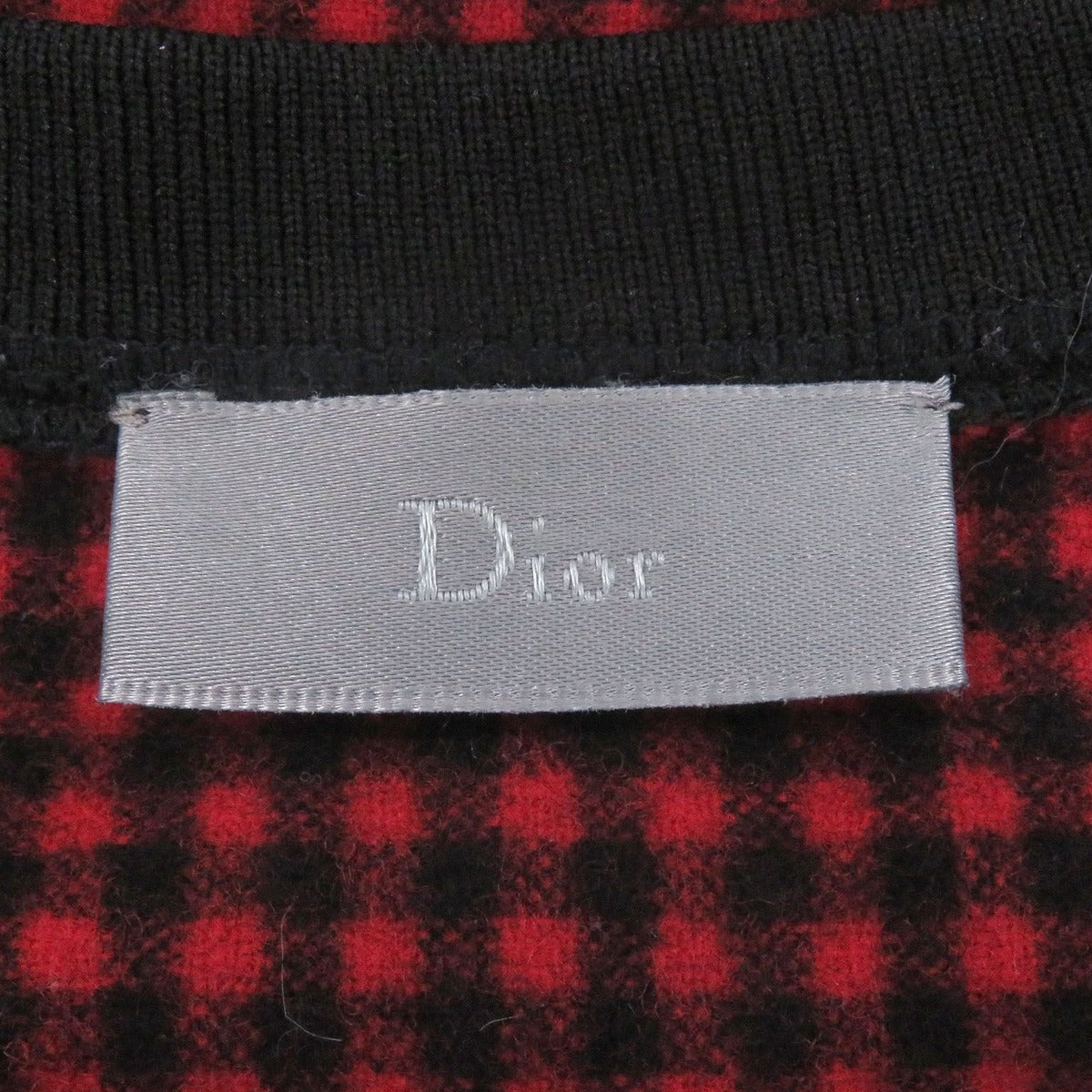 Dior Homme 100% Wool Gingham Check V-neck Short Sleeve T-Shirt — view 5