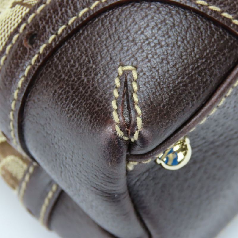 Gucci Handbag 145761 Horsebit Canvas Leather Beige Brown Gold Hardware Casual