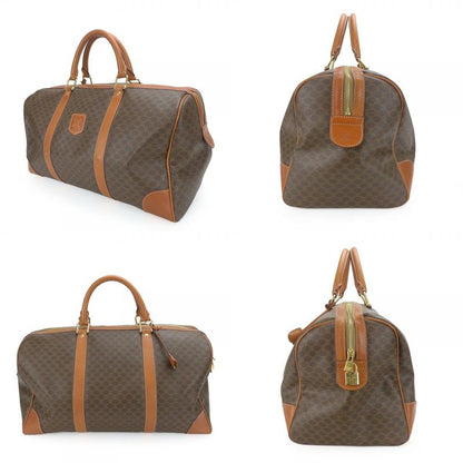 Celine Boston Bag Macadam PVC Leather Brown Gold Hardware Travel Hardware