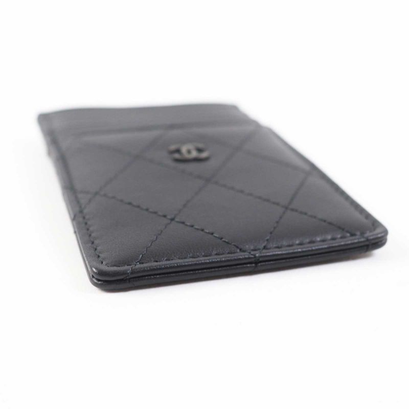 CHANEL Ap3595 Matelasse Coco Mark Lambskin Pass Case/card Case Black Hardware