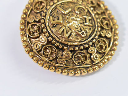 Authentic Chanel Logo Earrings GP Gold Plated Accessories Jewelry Pre-owned