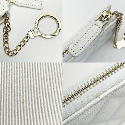 Chanel Matelasse Ap0221 White Coco Mark Coin Case Key Case Caviar Skin Gold