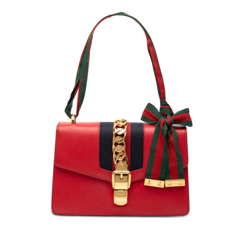 Gucci Sherry Line Sylvie Shoulder Bag Red Leather