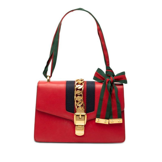 Gucci Sherry Line Sylvie Shoulder Bag Red Leather