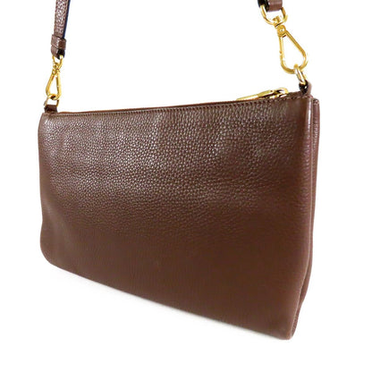 Prada Vitello Daino Shoulder Bag Brown Leather Pouch Clutch — view 2