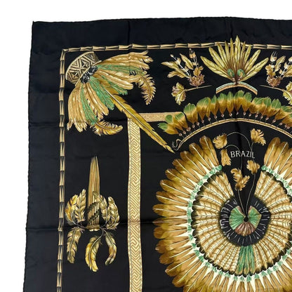 Hermes Scarf Silk Carre 90 Brazil Black — view 2