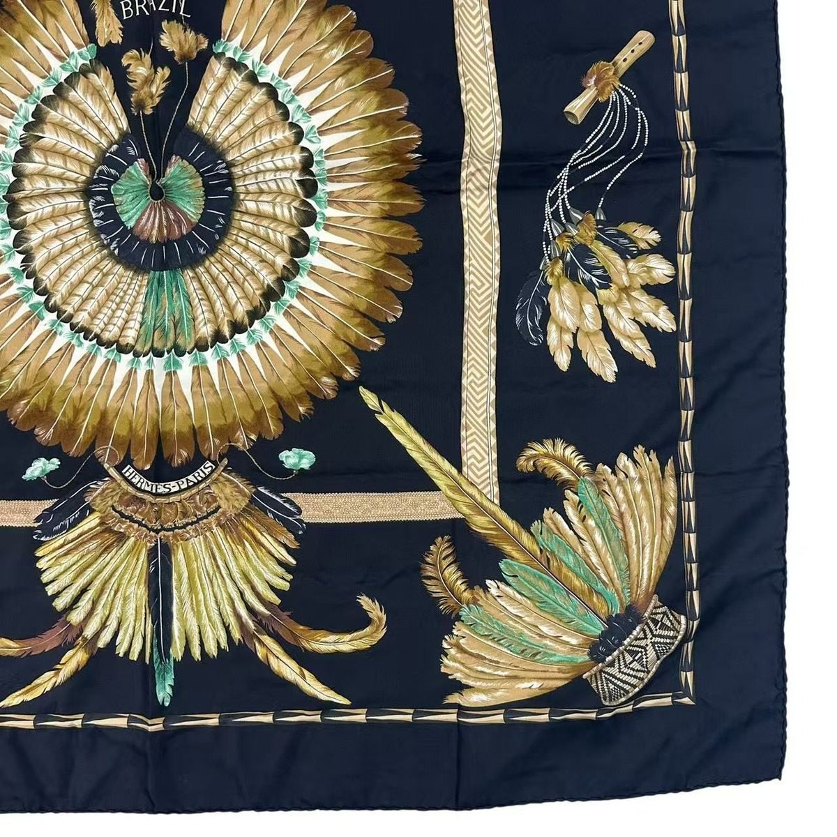 Hermes Scarf Silk Carre 90 Brazil Black — view 5