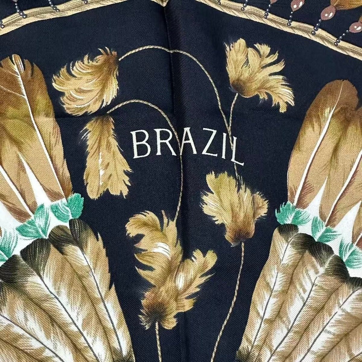 Hermes Scarf Silk Carre 90 Brazil Black — view 6
