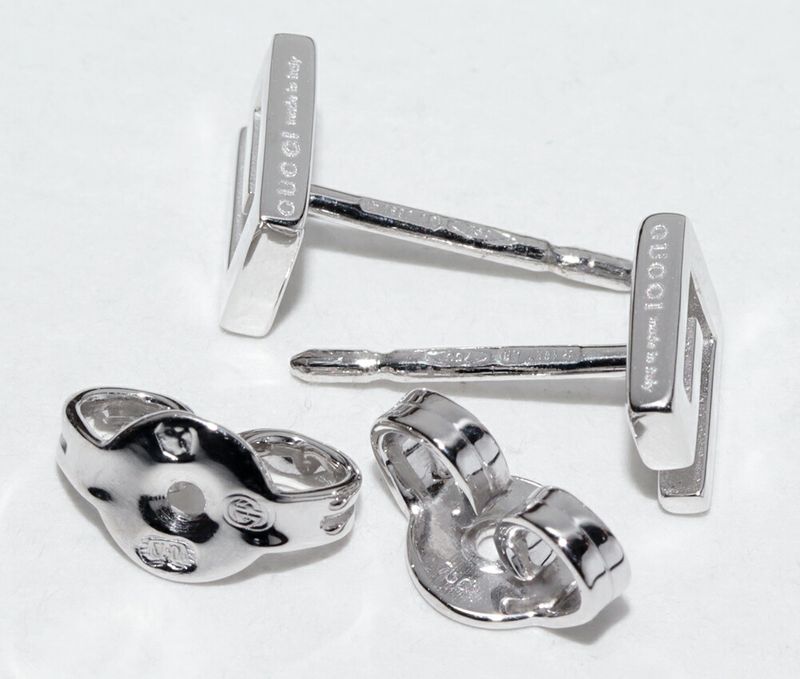 Gucci Earrings 18K White Gold G Logo Studded Earrings