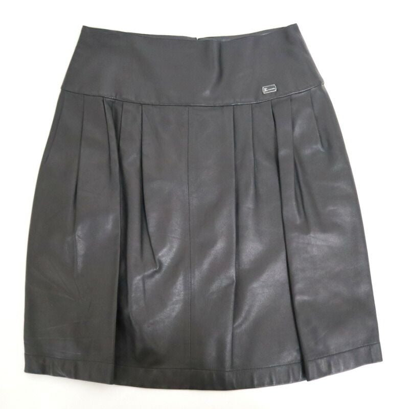 Chanel Skirt Black Lambskin Leather 34 07C