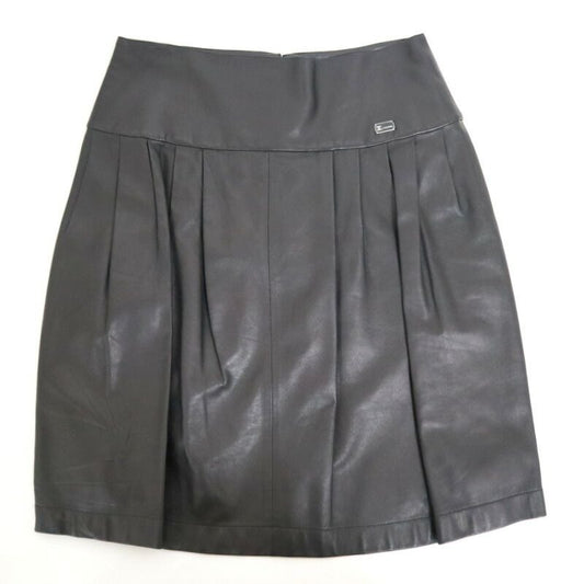 Chanel Skirt Black Lambskin Leather 34 07C