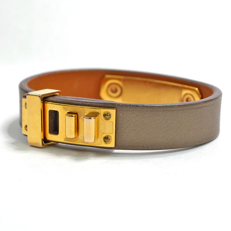 Hermes Ass Doucle Bracelet Etoupe Gold Hardware U Engraved Voswift
