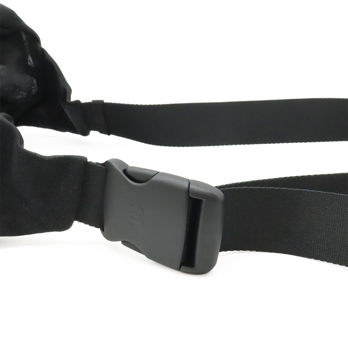 Chanel Logo Mesh Body Bag Waist Pouch Waist Bag Nylon Black Black As0425