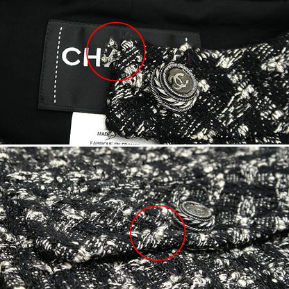 Chanel Tweed Jacket 36 Black Ladies