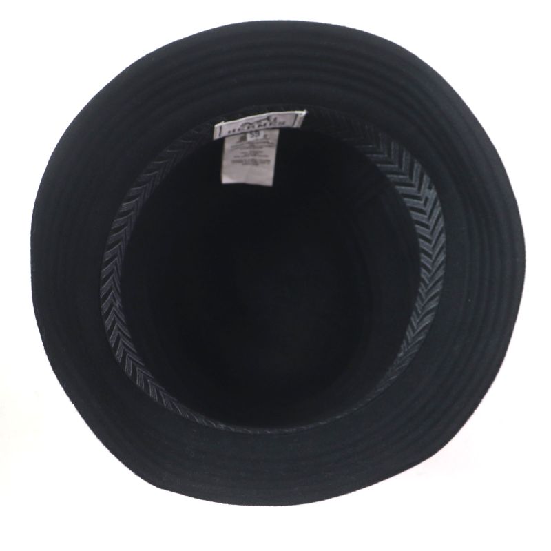 Hermes Dalton 100% Wool Chevron H Felt Hat Black 59 With Box And Storage Bag