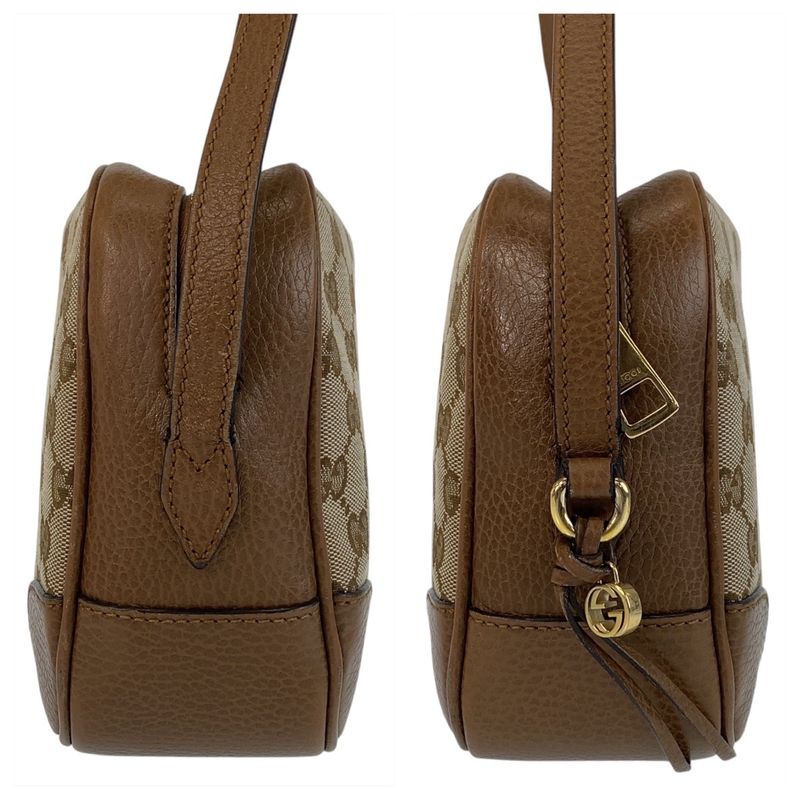 Gucci Brown Gold Hardware GG Canvas/leather 449413 Crossbody Shoulder Bag