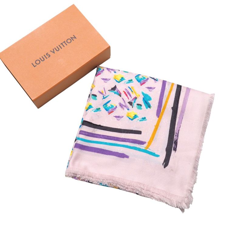 Louis Vuitton Splash Shawl Large Shawl Scarf All-over Pattern Silk Blend Made