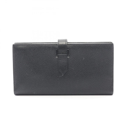Hermes Bifold Wallet Bearn Souffle Black Leather