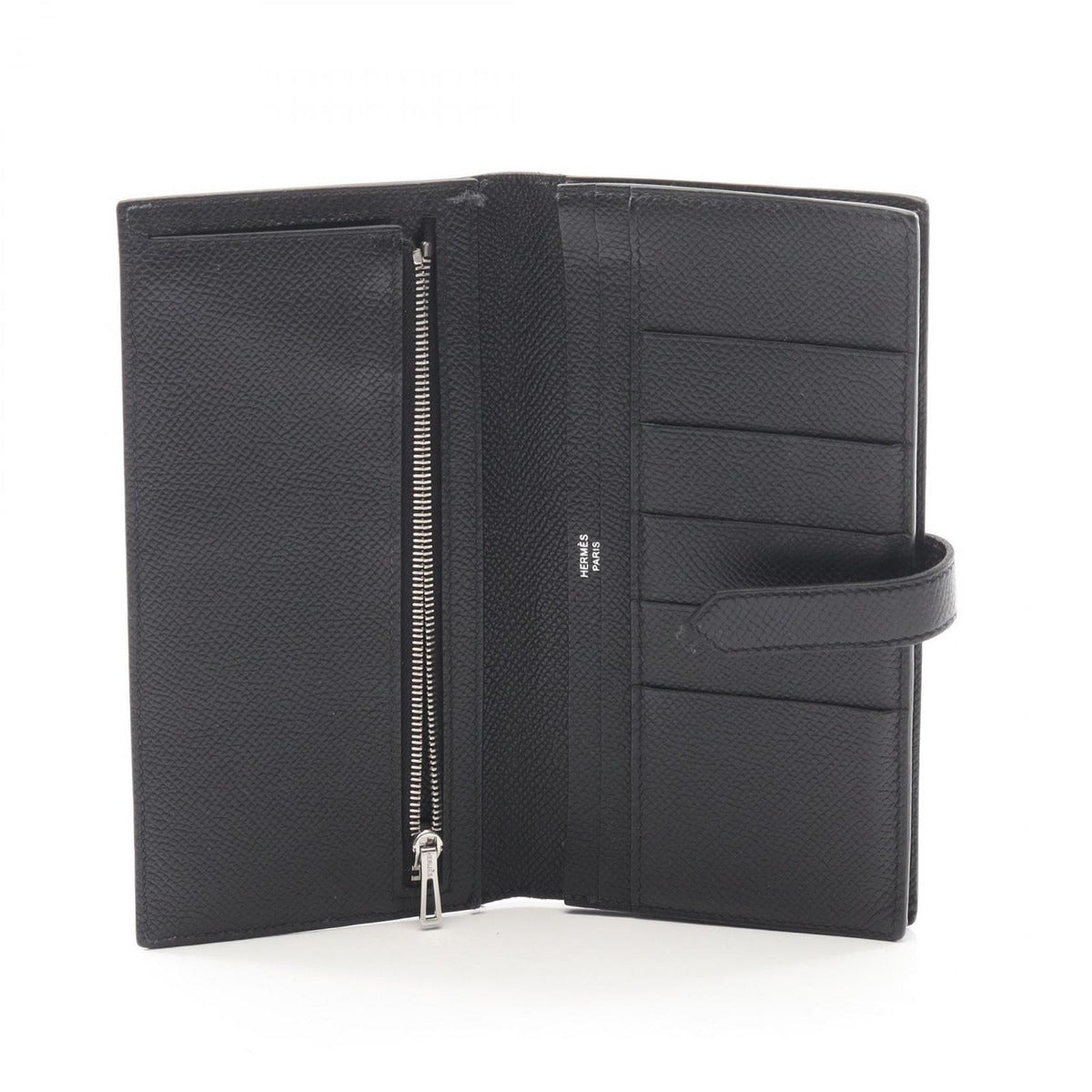 Hermes Bifold Wallet Bearn Souffle Black Leather — view 3