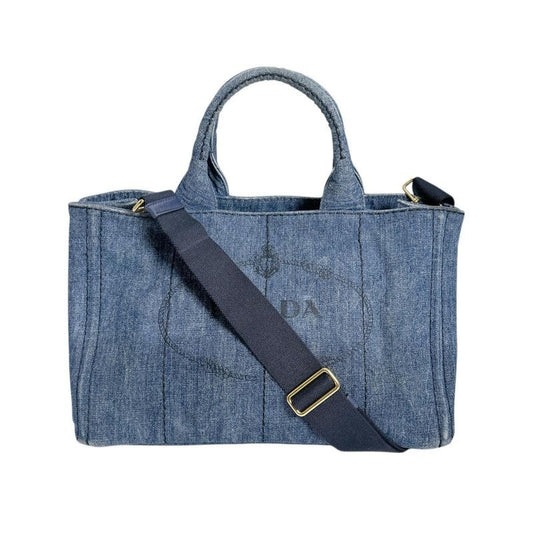 Prada Canvas Tote Bag Canapa Blue