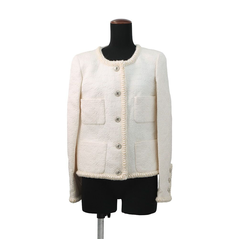 Chanel Jacket Coco Button Jacquard Wool 36