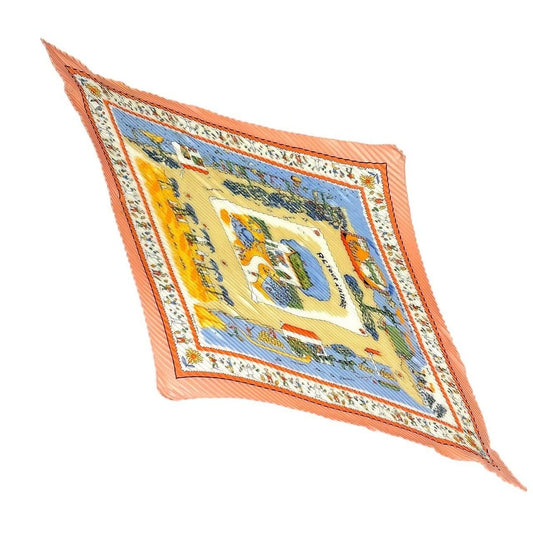 Hermes Pleats RE Tour a la Terre Return Silk Pink Scarf