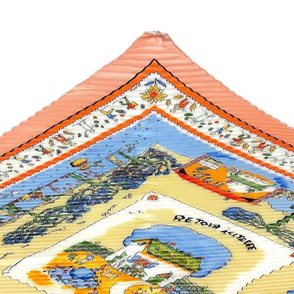 Hermes Pleats RE Tour a la Terre Return Silk Pink Scarf — view 4
