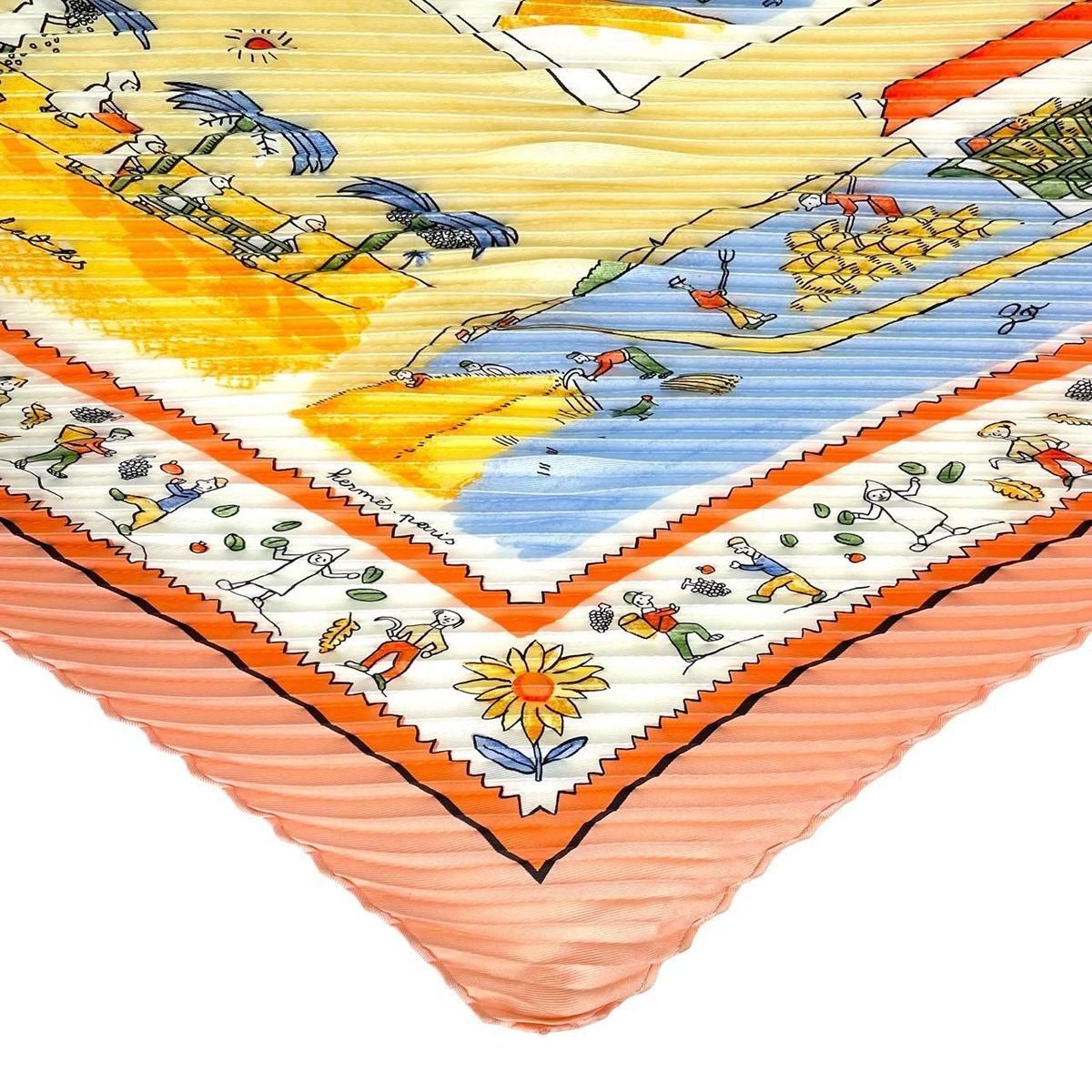 Hermes Pleats RE Tour a la Terre Return Silk Pink Scarf — view 5