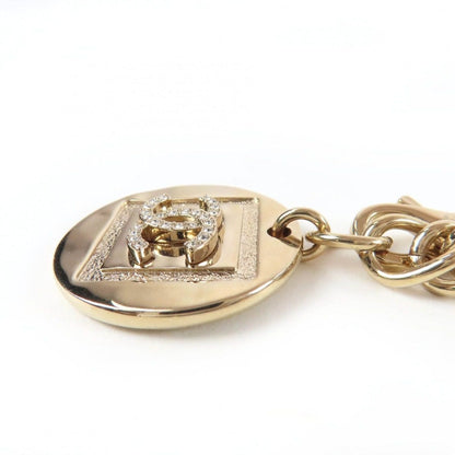 Chanel Metal CC Logo Line with Stone Coin Necklace Choker Gold — view 5