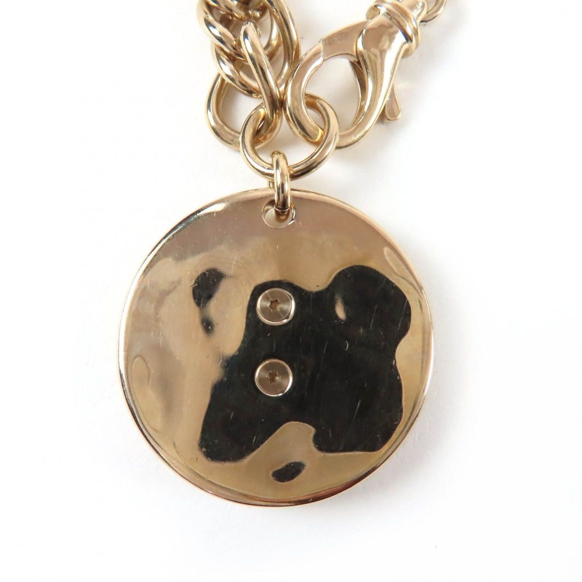 Chanel Metal CC Logo Line with Stone Coin Necklace Choker Gold — view 6