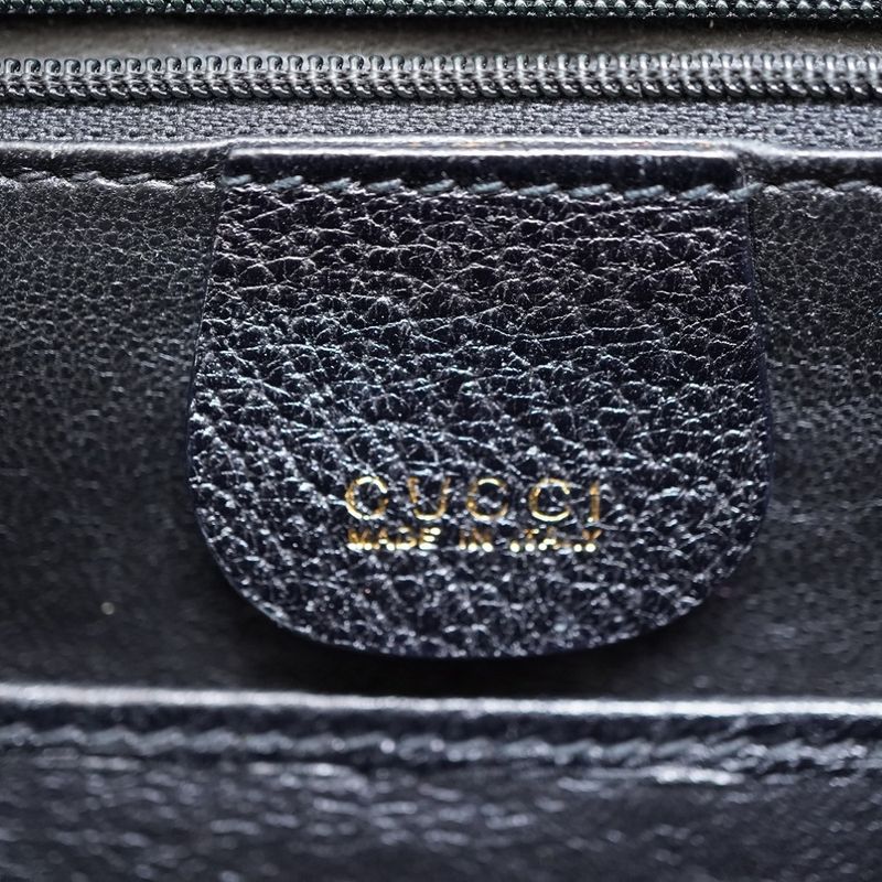 Gucci Bamboo Shoulder Hand Bag Leather Black With Strap Black 0056gucci