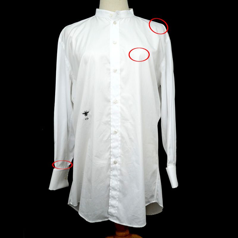 Dior Blouse No Color Bi-white 34 Hachi Logo Embroidery Long Sleeve