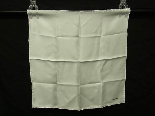 Saint Laurent 100% Silk Handkerchief Scarf For Women In White Fa1168
