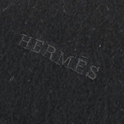 Hermes Cashmere Logo Embroidery Fringe Scarf Shawl Simple — view 6