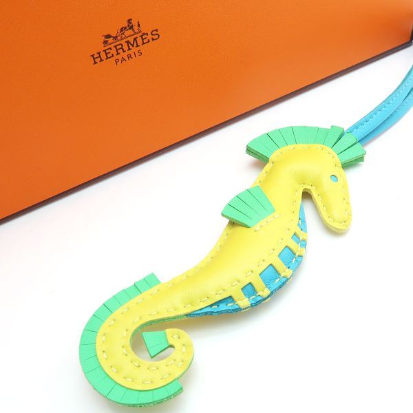 Hermes Ipo Bag Charm Seahorse Anyomilo Lime Vert Comic Blue Tech B Stamp