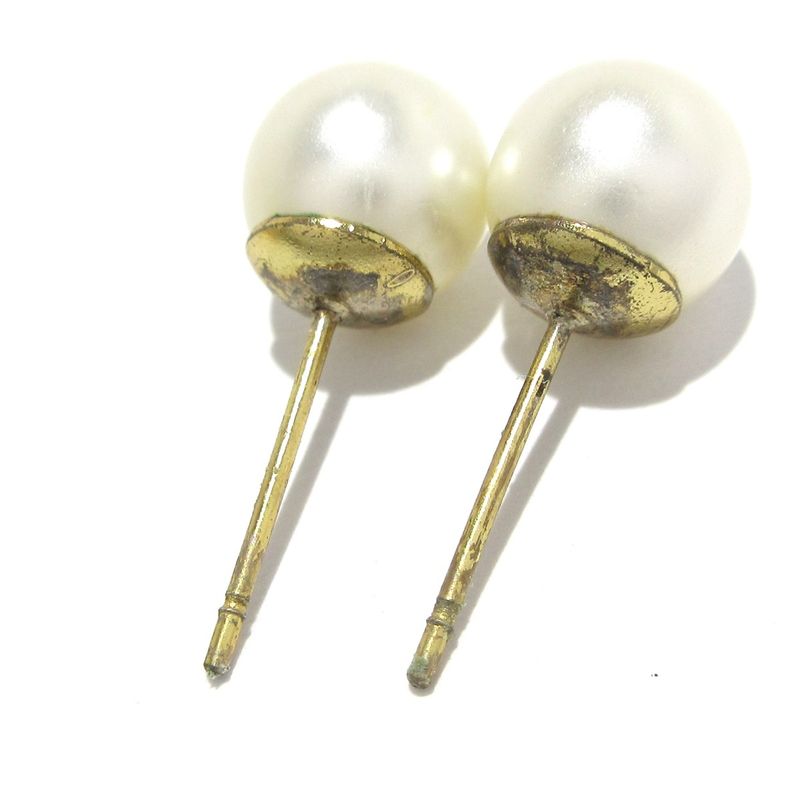 Dior/christian Dior Earrings Tribal Ball Ivory And Gold CD Motif