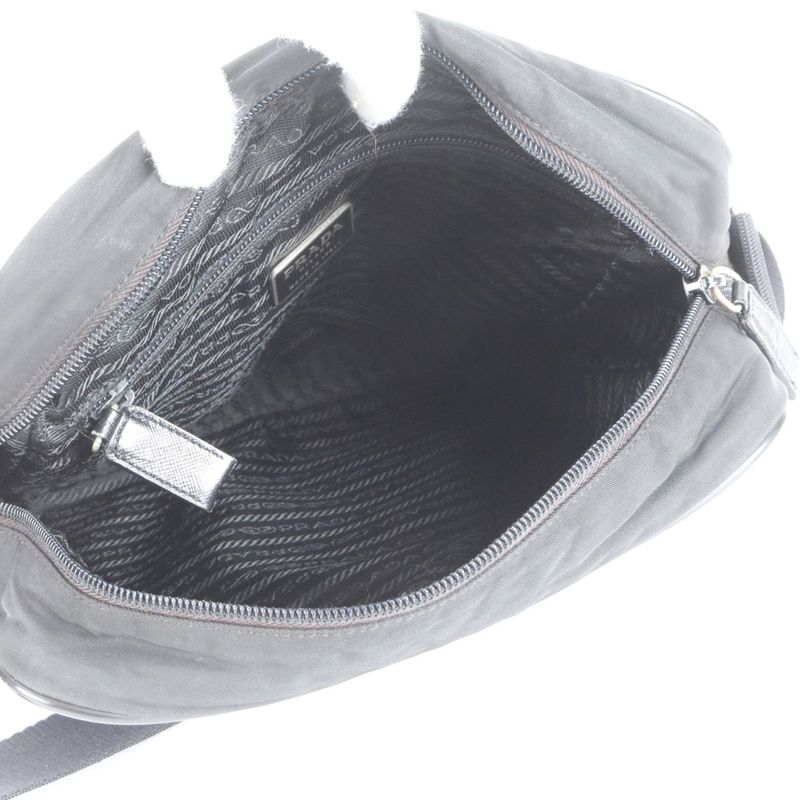 Prada Tessuto Nylon Triangle Logo Leather Shoulder Bag Crossbody Messenger