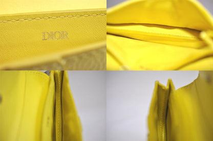 Christian DIOR Vintage Saddle Pouch Wallet Leather Yellow CD 3224n