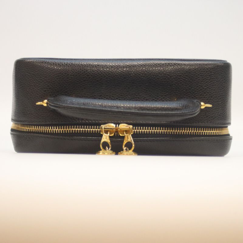 Chanel No 5 Black Caviar Skin Ghardware 2WAY Vanity Shoulder Bag Vanity Bag