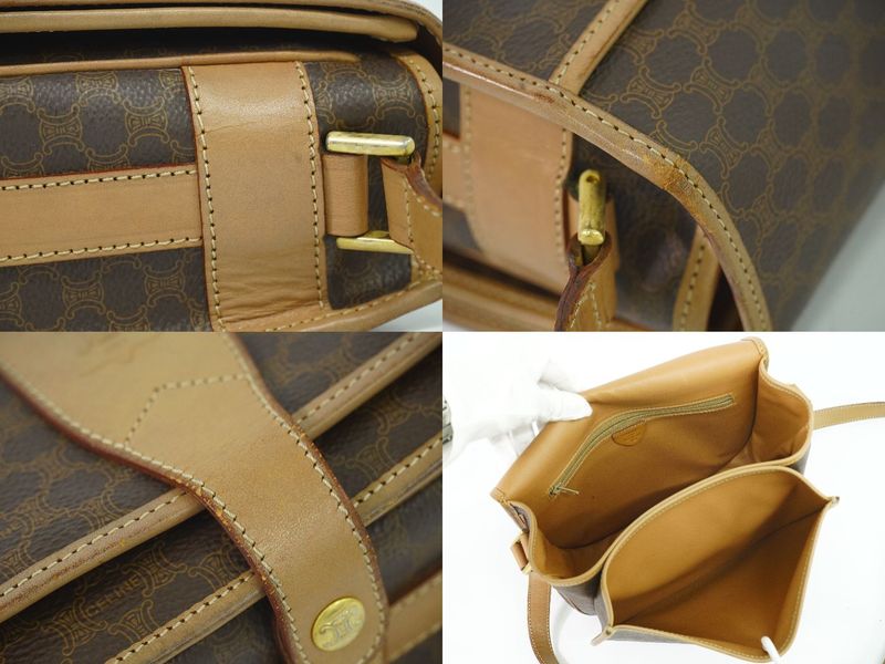 Authentic Celine Macadam Shoulder Bag Pochette PVC Brown Macadam Bag Pre-owned