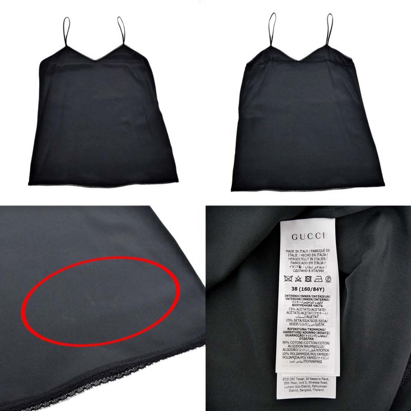 Gucci See Through Shirt With Inner Size 38 Black 717104 Long Sleeve