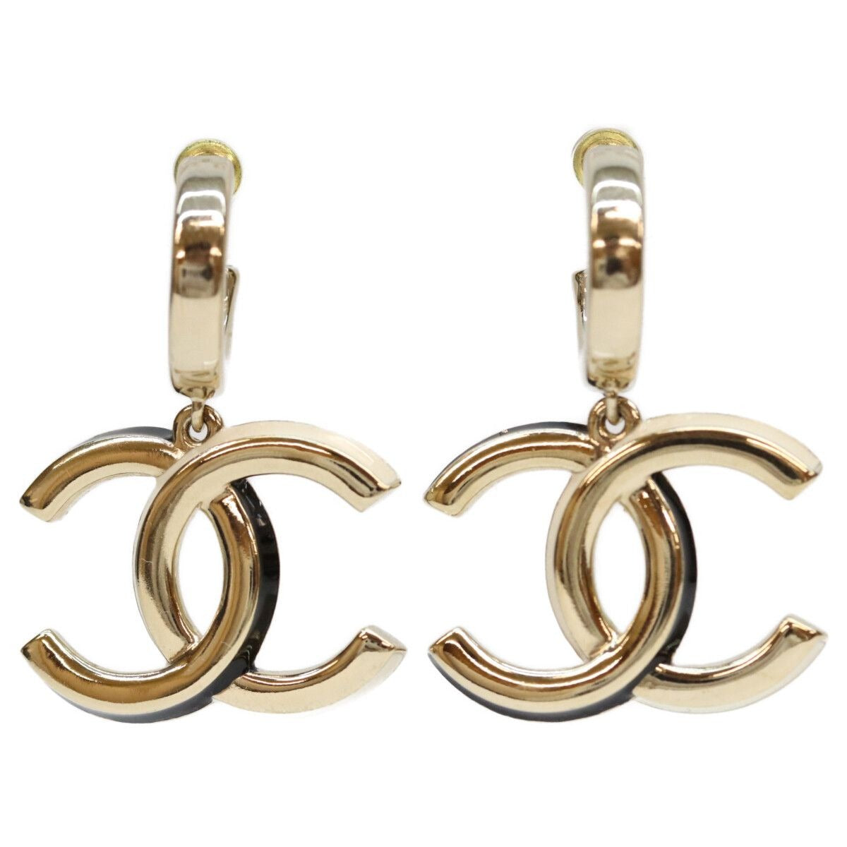Chanel Gold Big Comic Mark Hoop Earrings